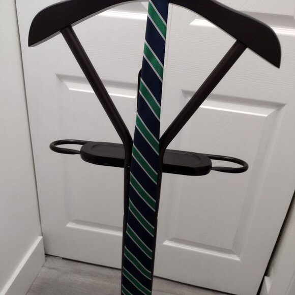 Knottery New York Navy Green Striped Tie Classic Diagonal Stripe Dress Necktie - Picture 7 of 7